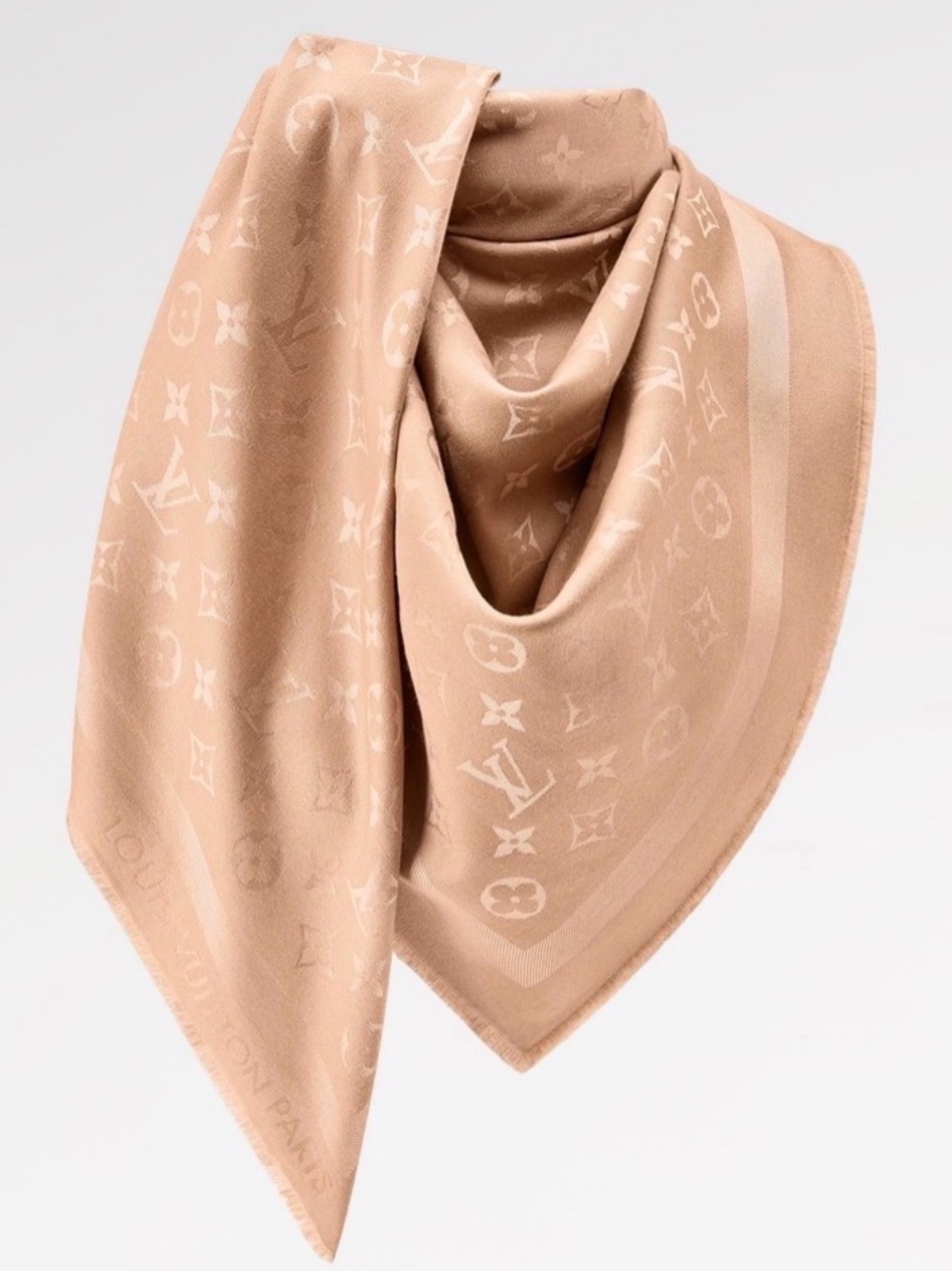 Louis Vuitton Beige Monogram Silk-Blend Scarf